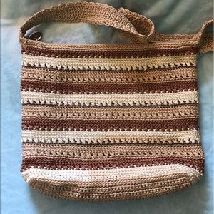 Earth tone Sak crochet mini purse.